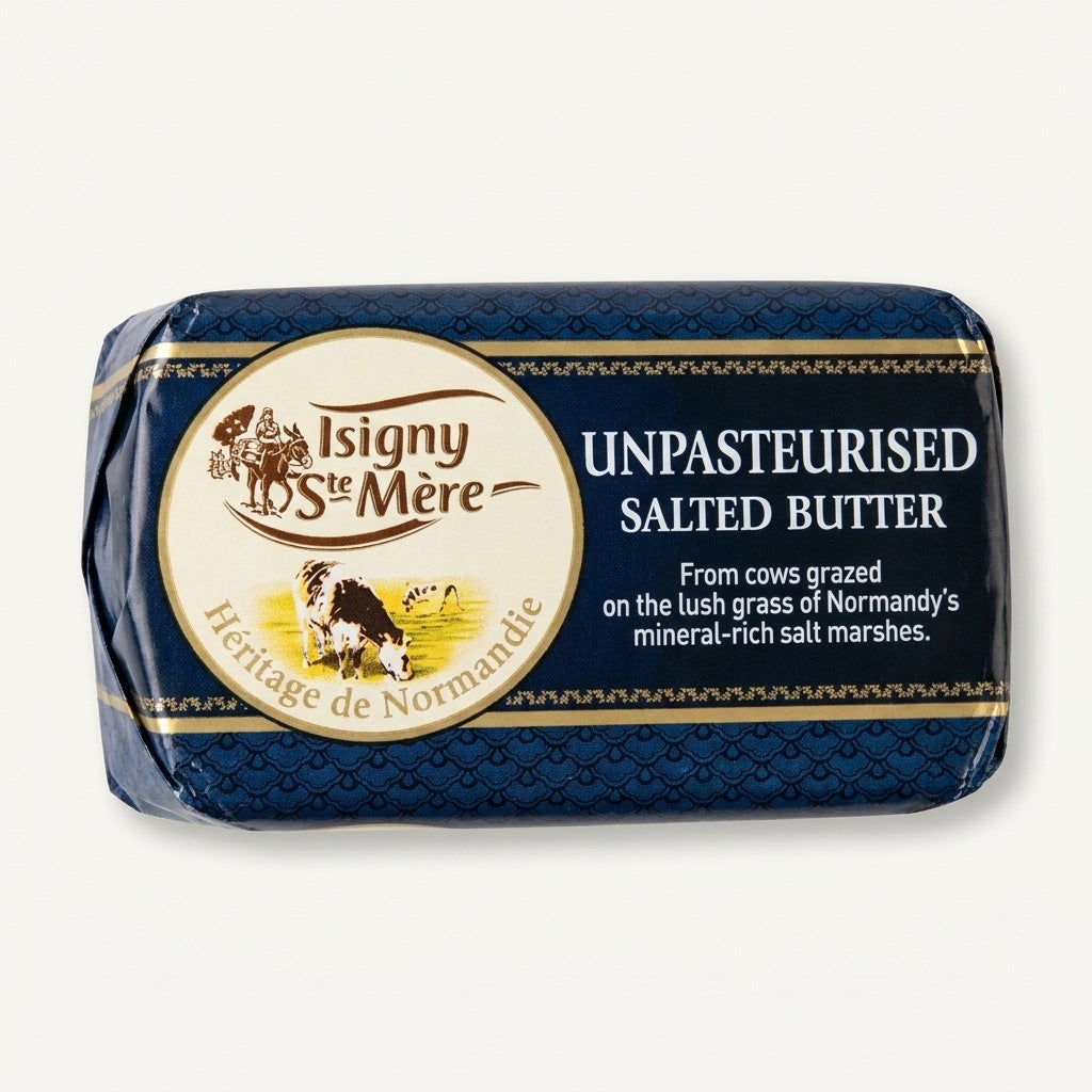 Isigny Sainte-Mère Unpasteurised Salted Butter, front view